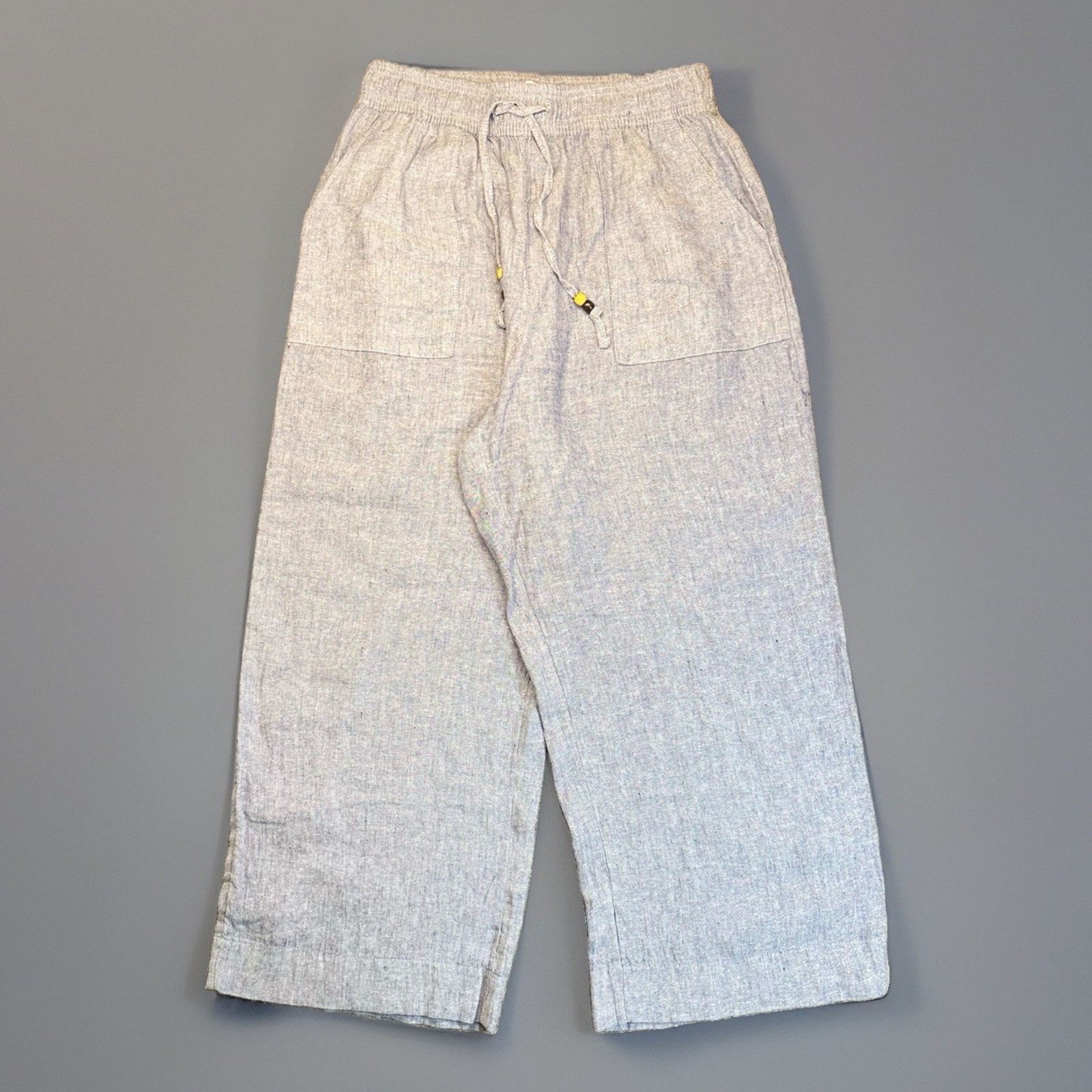 Martha Stewart Collection Linen Blend Wide Leg Crop Pants Gray Womens Large Martha Stewart Collection Linen Blend Wide Leg Crop Pants Gray Womens Large